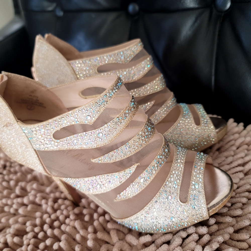Sparkling Gold Strappy Heels